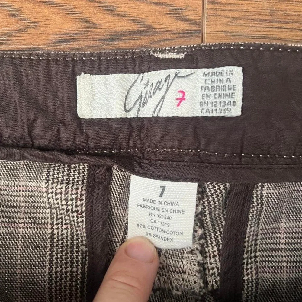 Vintage Garage Plaid‎ Flare Trousers Low Rise Women 7 Office Academia Preppy - Picture 2 of 8